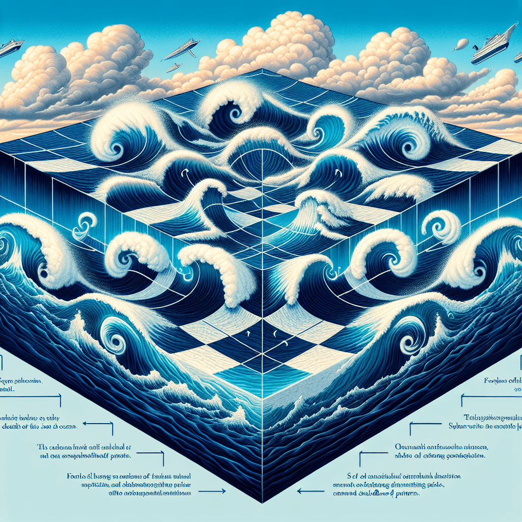 Why do ocean waves sometimes form a dangerous checkerboard pattern?