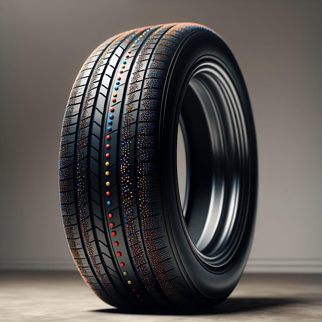 Why do brand new car tires often have small colored dots painted on their sidewalls?