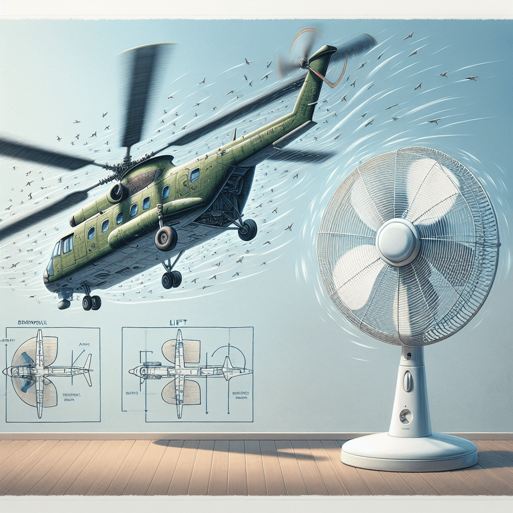 Why can a helicopter fly with blades spinning slower than a simple house fan?