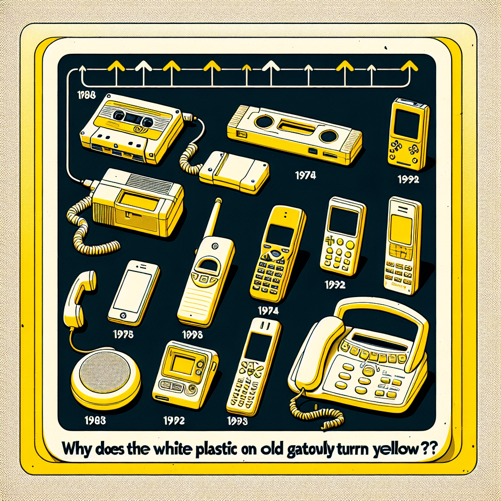 Why does the white plastic on old gadgets slowly turn yellow?