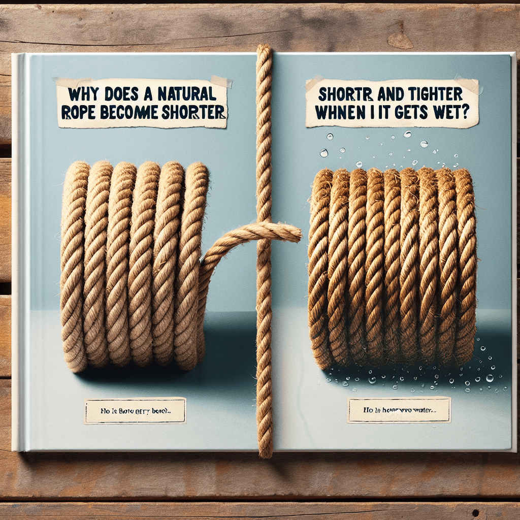 Why does a natural rope become shorter and tighter when it gets wet?