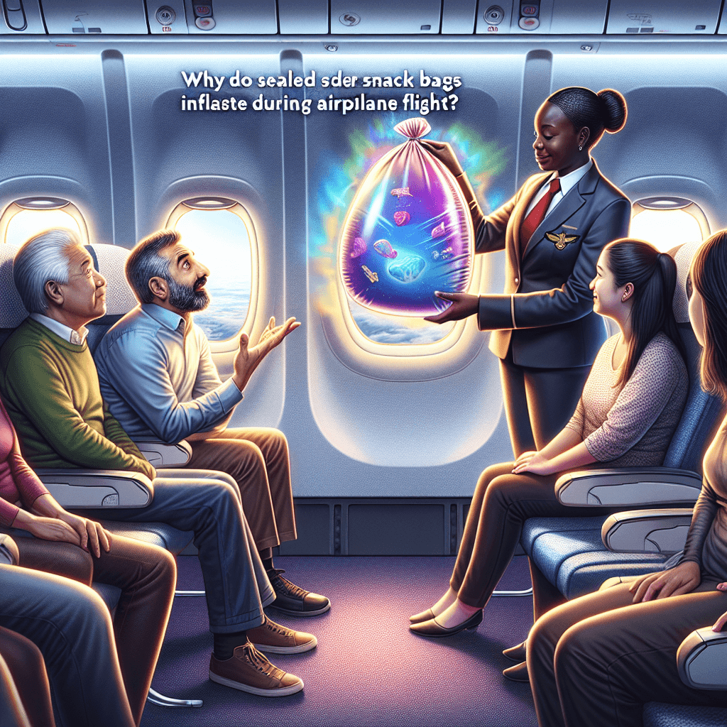 Why do sealed snack bags inflate during an airplane flight?