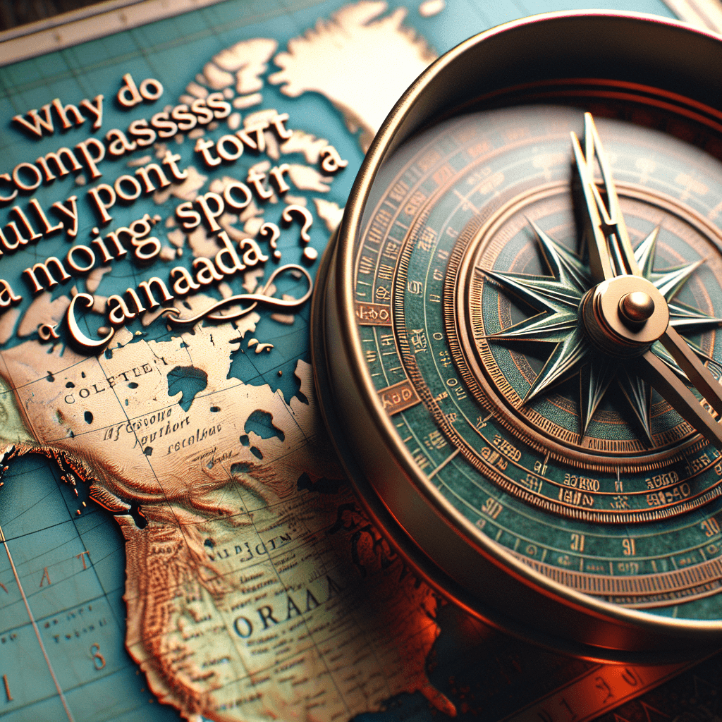 Why do compasses actually point toward a moving spot in northern Canada?