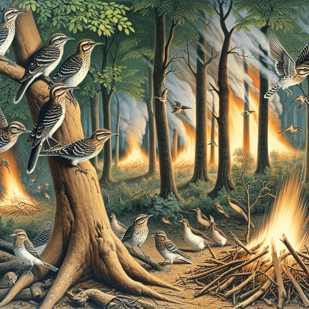 How do some birds use fire as a clever hunting tool?