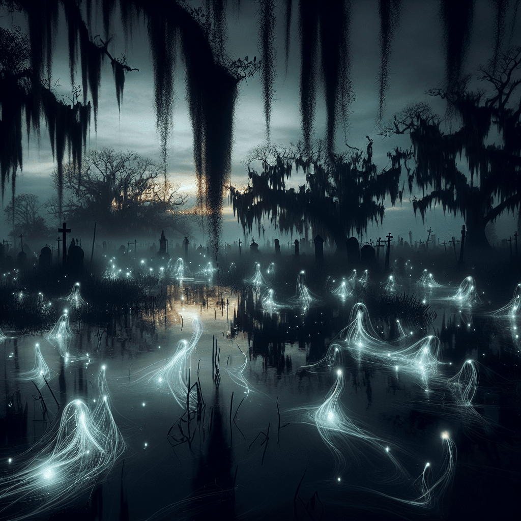 What creates the ghostly dancing lights sometimes seen over swamps and graveyards?