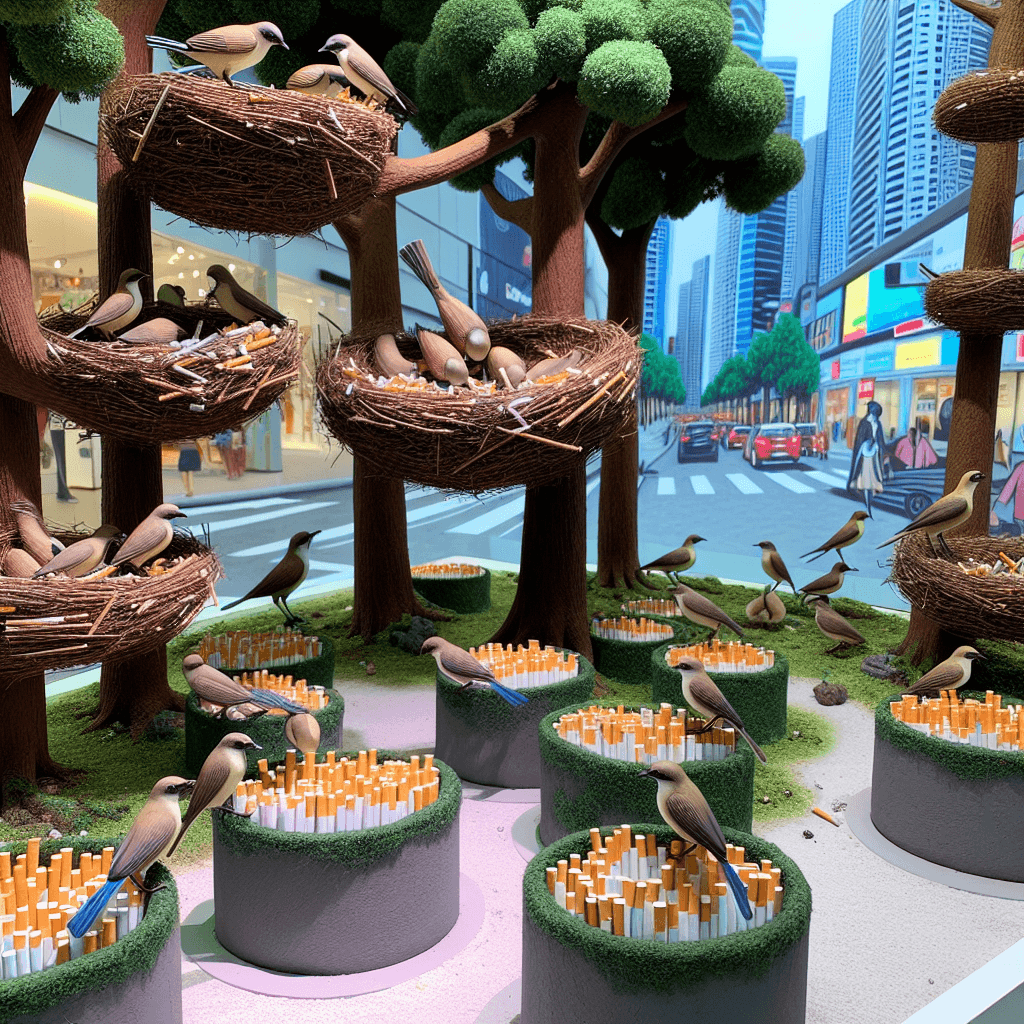 Why do some birds line their nests with discarded cigarette butts?