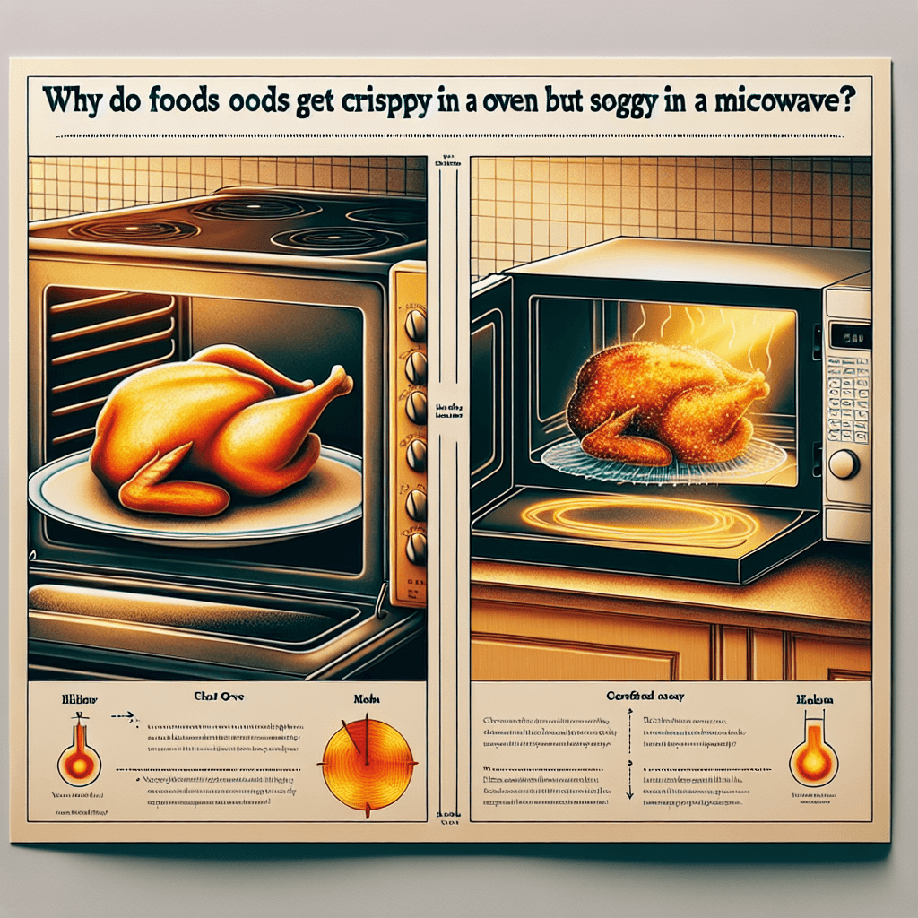 Why do foods get crispy in an oven but soggy in a microwave?