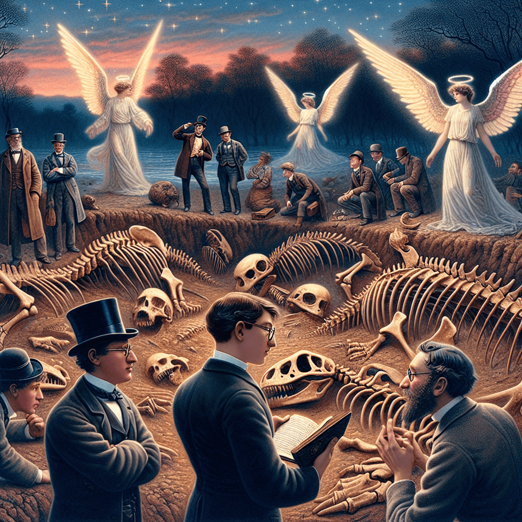 Why were dinosaur fossils once believed to be the bones of fallen angels or giants?