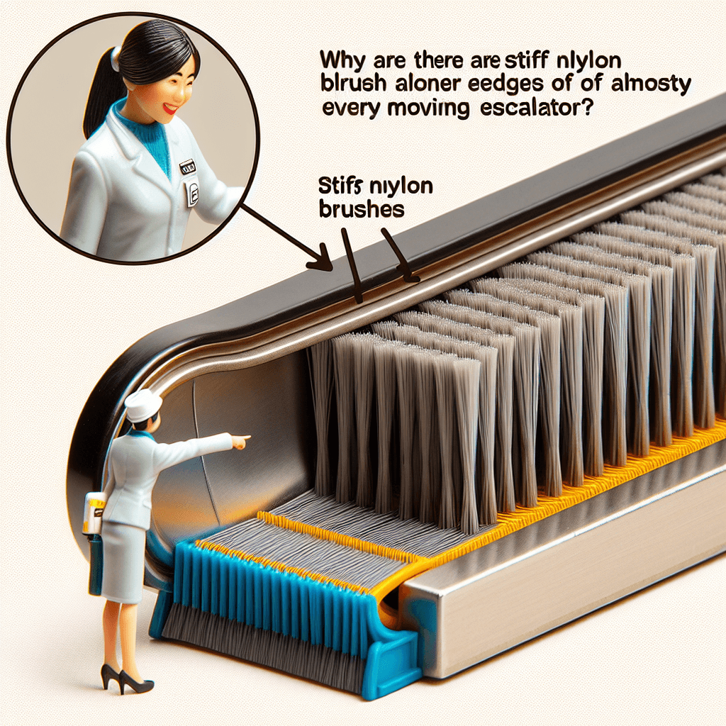 Why are there stiff nylon brushes along the inner edges of almost every moving escalator?