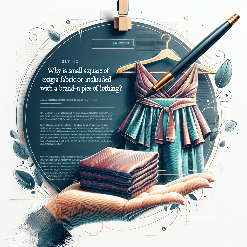 Why is a small square of extra fabric often included with a brand-new piece of clothing?