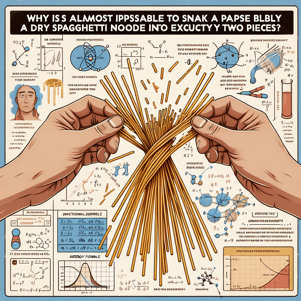 Why is it almost impossible to snap a dry spaghetti noodle into exactly two pieces?