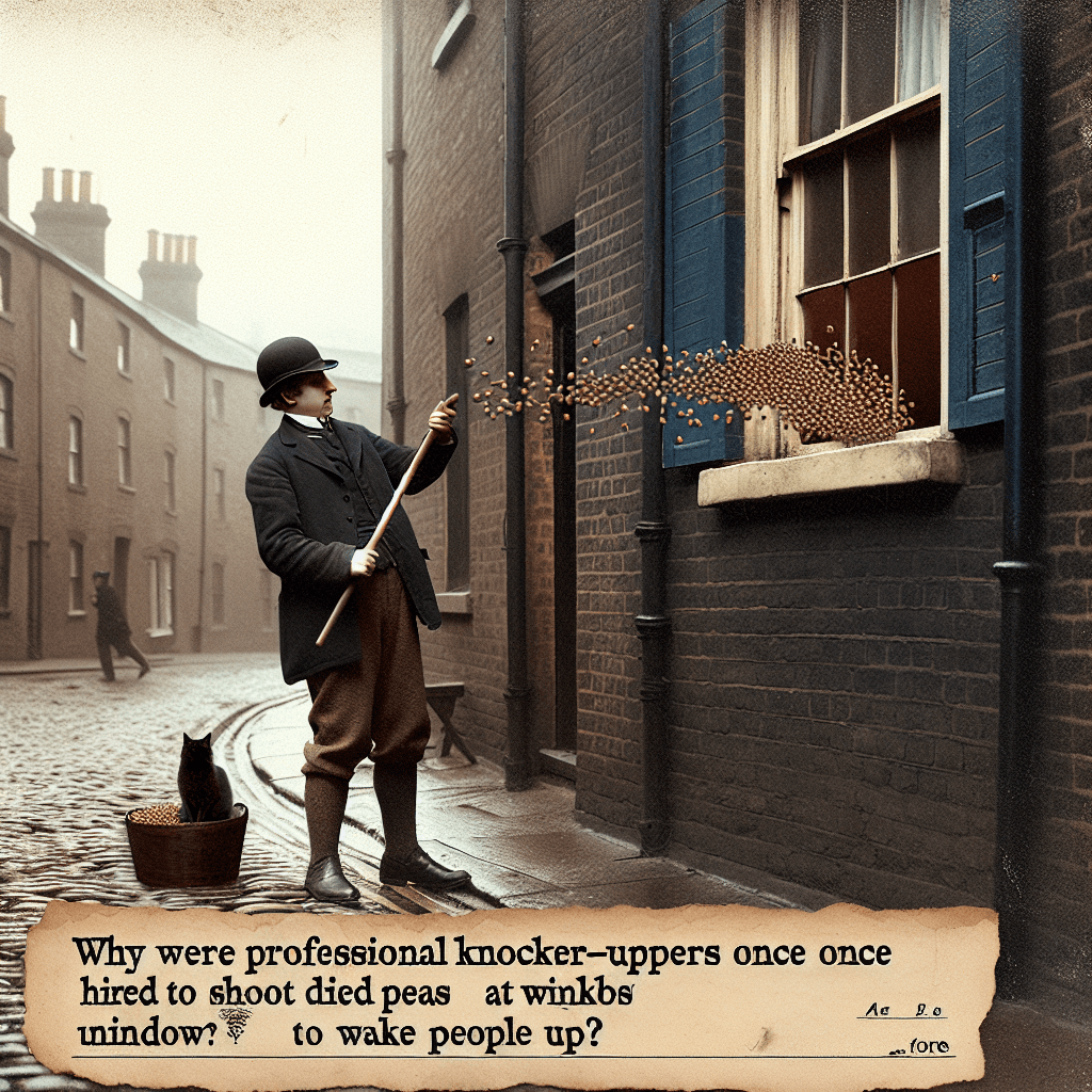 Why were professional knocker-uppers once hired to shoot dried peas at windows to wake people up?