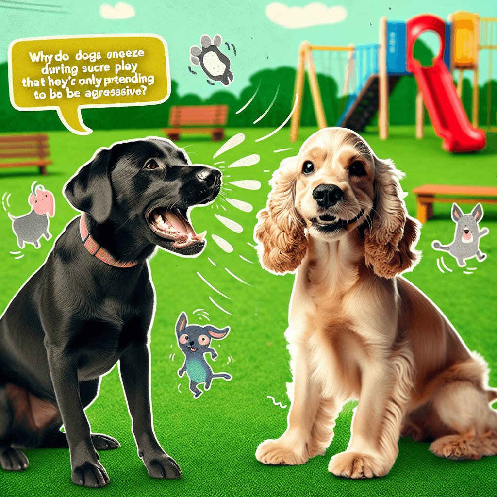 Why do dogs sneeze during play to signal that they are only pretending to be aggressive?